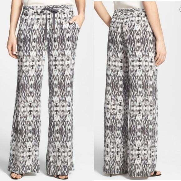 Joie Pants - Joie Aryn Black & White Ikat  100% Silk Pants